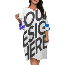Charger l'image dans la galerie, Chemise de nuit ample à manches courtes pour femme grande taille LM475 personnalisée avec prénom motif texte (conception multi-images)