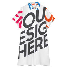 Charger l'image dans la galerie, Robe chemise midi manches courtes femme B15Q personnalisée avec prénom motif texte (conception multi-images)