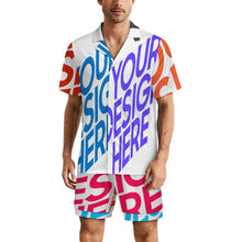 Charger l'image dans la galerie, Pyjama homme manches courtes en soie glacée LM135 personnalisée avec prénom motif texte (conception multi-images)