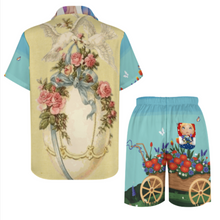 Charger l'image dans la galerie, Ensemble chemise manches courtes et short homme B339D1P personnalisée avec prénom motif texte (conception multi-images)