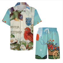 Charger l'image dans la galerie, Ensemble chemise manches courtes et short homme B339D1P personnalisée avec prénom motif texte (conception multi-images)