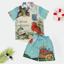 Charger l'image dans la galerie, Ensemble chemise manches courtes et short homme B339D1P personnalisée avec prénom motif texte (conception multi-images)