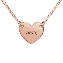 Charger l'image dans la galerie, Collier coeur en argent sterling 925 pour femme X0057 gravure personnalisé avec prénom texte