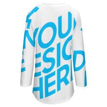 Charger l'image dans la galerie, T-shirt tee shirt à manches longues col rond grande taille ample femme BL personnalisé avec photo logo motif texte (impression d'image unique)