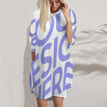 Charger l'image dans la galerie, Robe ample à manches longues avec poches femme AKQ personnalisé avec photos motif et texte (impression d'image unique)