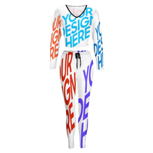 Charger l'image dans la galerie, Ensemble jogging tenues de sport sweat-shirt à col en V personnalisé avec photo et texte (conception multi-images)