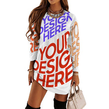 Charger l'image dans la galerie, Robe d'épissure à manches longues pour femmes F72Q tenue décontractée à la mode personnalisée avec prénom motif texte (conception multi-images)