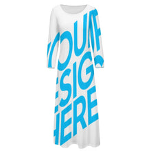 Charger l'image dans la galerie, Maxi robe à manches longues / robe de cocktail avec imprimé all-over A120 personnalisés avec photo logo ou texte