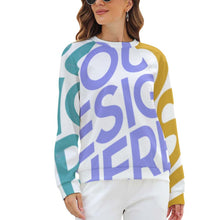 Charger l'image dans la galerie, Sweatshirt col rond  femme / Sweat manche raglan RHDEC2 personnalisé avec photo logo texte motif
