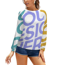 Charger l'image dans la galerie, Sweatshirt col rond  femme / Sweat manche raglan RHDEC2 personnalisé avec photo logo texte motif