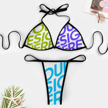 Charger l'image dans la galerie, Ensemble 2 pièces maillot de bain élégant bikini triangle push-up femme J195D57 personnalisé avec photo logo texte (conception multi-images)