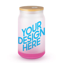Charger l'image dans la galerie, Gobelet en verre dépoli avec couvercle personnalisé avec photo logo texte motif