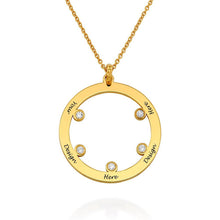 Charger l'image dans la galerie, Collier Rond Pierre de Naissance X0081 en argent sterling 925 / gravure personnalisé avec prénom