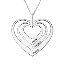 Charger l'image dans la galerie, Collier Trois Coeurs X0085 en argent sterling 925 / cuivre pour femme gravure personnalisé avec prénom texte