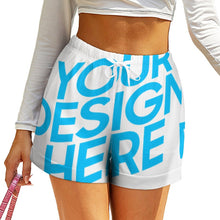 Charger l'image dans la galerie, HP Short ample taille haute femme avec lacets personnalisé avec photo logo motif texte (Impression d'image unique)