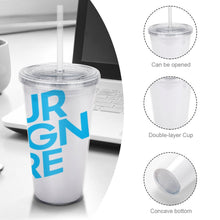 Charger l'image dans la galerie, Gobelet avec paille plastique double couche personnalisé avec photo logo motif texte