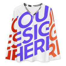 Charger l'image dans la galerie, Tee-shirt Femme Manches Longues Col V A38L personnalisée avec prénom motif texte (conception multi-images)