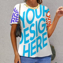 Charger l'image dans la galerie, T-shirt tee shirt col rond femme ample NT personnalisé avec photo motif logo texte (impression des multi-images)