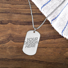 Charger l'image dans la galerie, Collier Memorial / Collier plaque commémorative gravure personnalisé avec photo lettre prénom