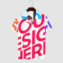 Charger l'image dans la galerie, Chemise à manches courtes pour homme AY006 avec col cubain personnalisée avec prénom motif texte (conception multi-images)