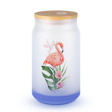 Charger l'image dans la galerie, Gobelet en verre dépoli avec couvercle personnalisé avec photo logo texte motif