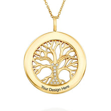 Charger l'image dans la galerie, Collier arbre de vie avec des zircons en argent sterling 925 plaqué or / or rose X0006 gravure personnalisé avec texte prénom