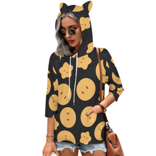 Charger l'image dans la galerie, Hoodie Sweat Pull à capuche à manches 3/4 femmes personnalisé avec photo logo texte motif (impression des multi-images)