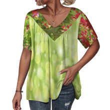 Charger l'image dans la galerie, Impression des multi-images T-shirt à manches courtes à col en V femme BDT personnalisé avec photo logo texte motif