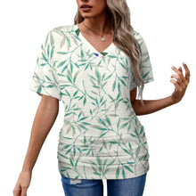 Charger l'image dans la galerie, Impression des multi-images T-shirt col v femme / top fronce BHT personnalisé avec photo logo texte motif