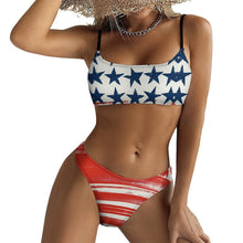 Charger l'image dans la galerie, Maillot de bain bikini bustier ensemble 2 pièces femme personnalisé avec photo logo texte (conception multi-images)