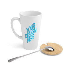 Charger l'image dans la galerie, Mug conique avec couvercle en bambou et cuillère en acier inoxydable impression personnalisée avec vos photos/images ou texte