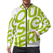 Charger l'image dans la galerie, Sweat zippé à capuche manches longues homme WY14 personnalisé avec texte motif photo (conception une image)