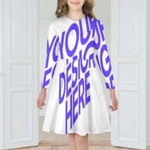 Charger l'image dans la galerie, Robe fille à manches longues en jersey robe trapèze F6Q personnalisée avec texte motif photo (conception une image)