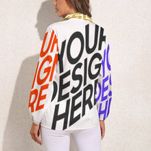 Charger l'image dans la galerie, Chemise chemisier blouse femme à manches longues Vintage HS personnalisé avec photo image logo motif texte (impression des multi-images)