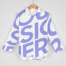 Charger l'image dans la galerie, Chemise à manches longues ourlet irrégulier pour femme AY008 personnalisé avec photo texte logo (image unique impression complète)
