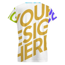 Charger l'image dans la galerie, Impression des multi-images T-shirt manche courte en col V grande taille femme VT personnalisé avec image logo texte motif