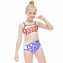 Charger l'image dans la galerie, Ensemble de bain bikini maillot de bain fille enfant NT009 personnalisé avec texte motif photo (conception multi-images)