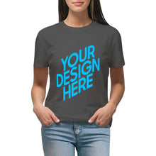 Charger l'image dans la galerie, T shirt tee shirt à manche courte et col rond 100% coton pour femme personnalisé avec photo logo et texte (Impression recto-verso)