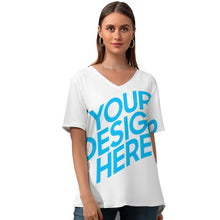 Charger l'image dans la galerie, Chemise à Manches courtes T-shirt Col en V Ample Femme NZ109 impression personnalisé avec texte photo logo motif