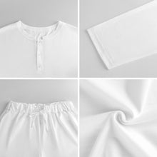 Charger l'image dans la galerie, Ensemble pyjama femme 2 pièces 203 t-shirt boutonné manches longues + short personnalisée avec prénom motif texte (conception multi-images)