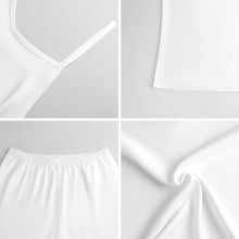 Charger l'image dans la galerie, Costume pyjama femme bretelles en satin vêtements de maison décontractés personnalisée avec prénom motif texte (conception multi-images)