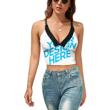 Charger l'image dans la galerie, Crop Top Débardeurs Soutien-gorge Camisole à Col en V Dentelle Décontracté Femme NZ113 personnalisé avec photo logo texte motif