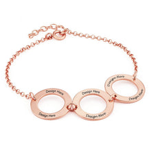 Charger l'image dans la galerie, Bracelet trois anneaux S0041 avec pendentif 3 cercles gravé personnalisé avec texte prénom
