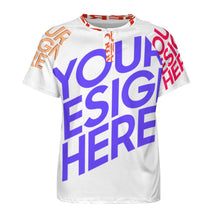 Charger l'image dans la galerie, T-shirt tee shirt Raglan DT36 à manches courtes pour hommes avec trois boutons personnalisée avec photo logo texte (conception multi-images)