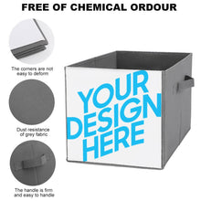 Charger l'image dans la galerie, Boîte de rangement pliable en bois en tissu personnalisée avec photo texte motif logo