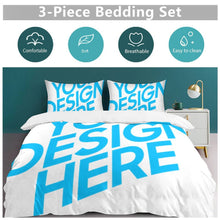 Charger l'image dans la galerie, Parure de lit 3 pièces imprimée simple face (1 housse de couette + 2 taies d'oreiller) personnalisé avec photo texte prénom