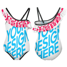 Charger l'image dans la galerie, Maillot de bain une pièce à volants pour fille NT010 personnalisé avec photo motif et texte