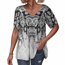 Charger l'image dans la galerie, Impression d’image unique T-shirt à manches courtes à col en V pour femmes BDT personnalisé avec photo logo texte motif