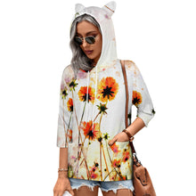 Charger l'image dans la galerie, Hoodie Sweat Pull à capuche à manches 3/4 femmes personnalisé avec photo logo texte motif (impression d'image unique)