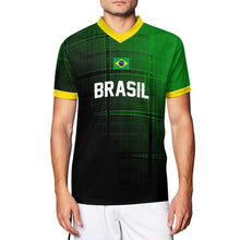 Charger l'image dans la galerie, Tee shirt maillot de football respirant à manches courtes et col en V pour hommes 3Z06 personnalisée avec photo texte motif logo (impression complète multi-images)